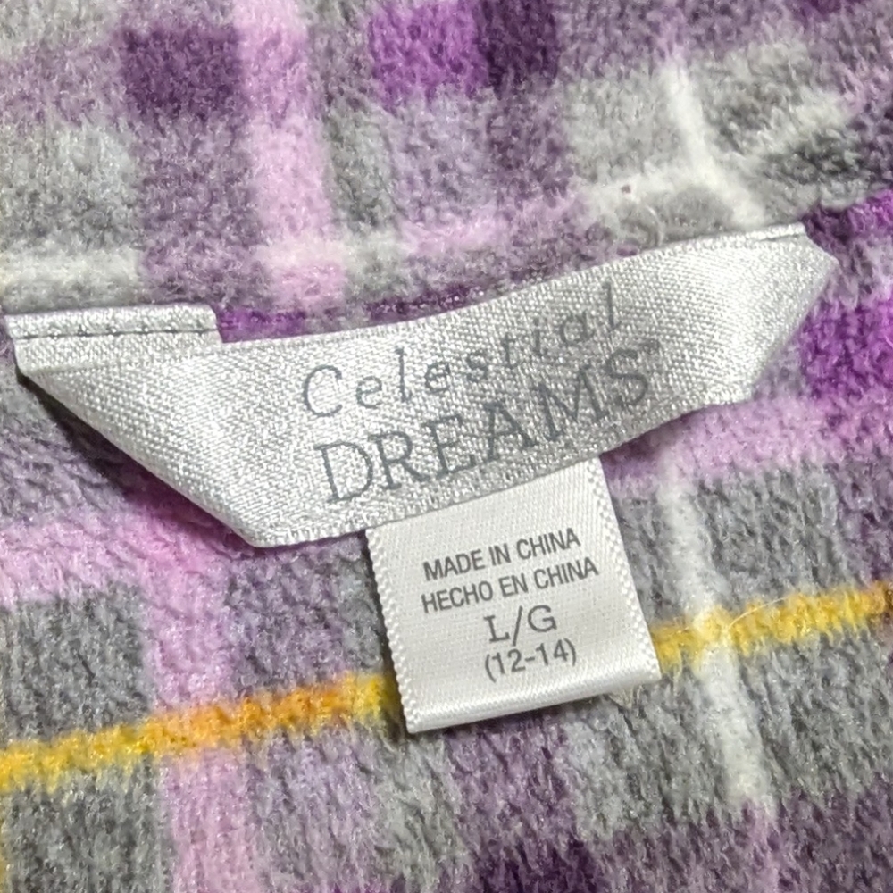 CELESTIAL DREAMS Womens Pajama set - Purple and Yellow Plaid size Large 12-14 - Picture 13 of 14